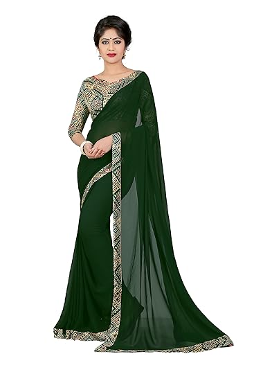 OOMPH! Womens Georgette Saree with Blouse Piece