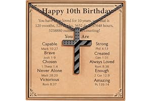 ESPVO Happy Birthday Gifts for Boys 9-16 Years Old, 316L Stainless Steel Cross Necklace Christian Religious Jewelry Gifts for Son Nephew Grandson Kids Teenage 18+2 Inches