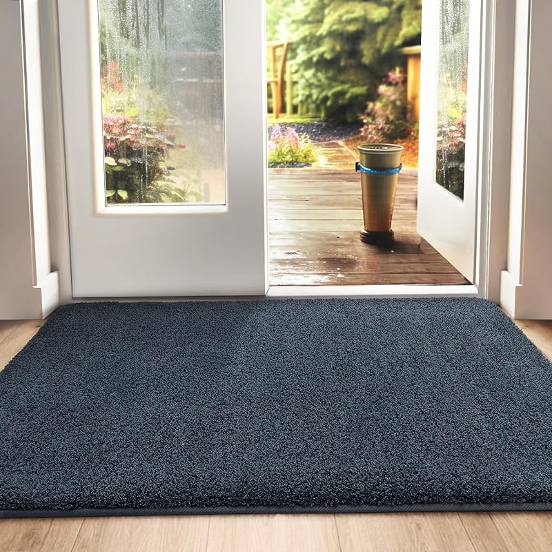 DEXI Dirt Trapper Door Mat Indoor Blue-Black 60 x 90 cm Non-Slip Machine