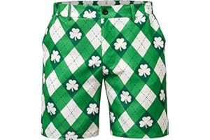 Arvilhill Mens St Patrick's Day Shamrock Irish Shorts with Pockets (S-XXL)
