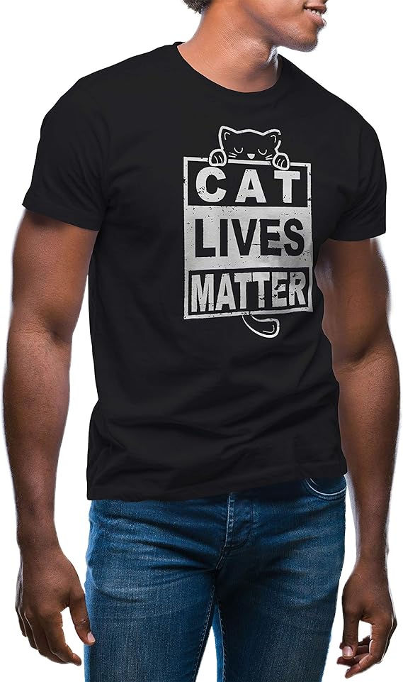 Fun Trendy Cat Lives Matter Mens TShirt Amazon.co.uk Clothing