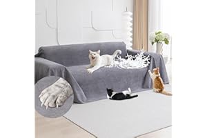 Loiion Cat Scratch Furniture Protector - Anti-Slip, Waterproof Sofa Cover to Keep Cats Off, Pet-Friendly Couch Protectors for 3 Cushion Couch, Gray Anti-Scratch Couch Cover for Pets and Kids 118"X71"