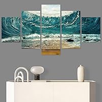 SIGNWIN 5 Panel Canvas Wall Art Modern Art Landscape Multicolor Photography Relax/Calm Rocky Romantics for Home Decorations Ready to Hang - 60
