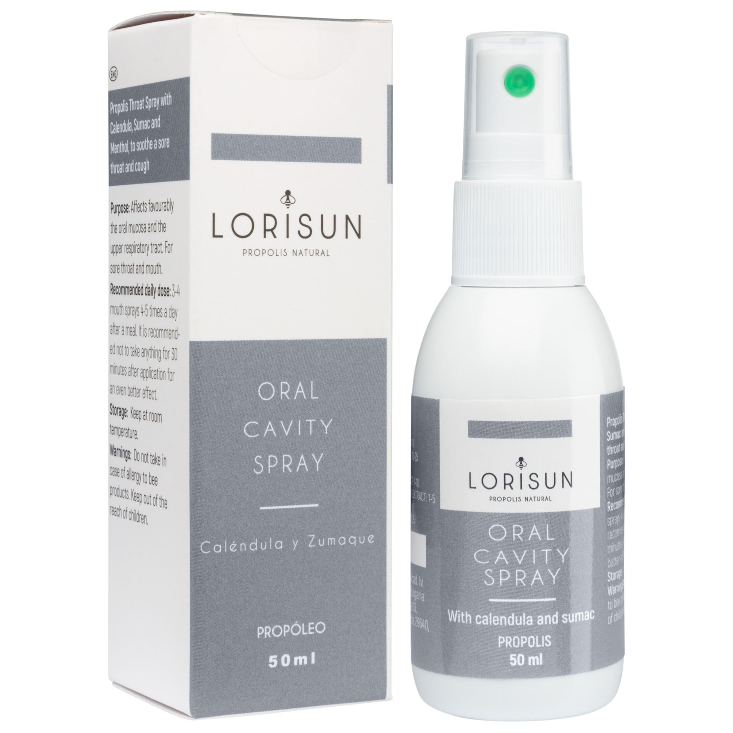 LORISUN Propolis with Calendula Throat Spray for Sore Throat and Oral Inflammation, Antibacterial, Natural Anti-Inflammatory, 50ml