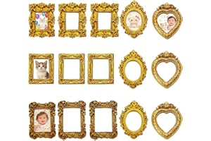 Mini Picture Frames - 15-Pack Golden Vintage Picture Frames (Small Picture Frame, 1.6-2.2 Inch) Home Decor & DIY Craft Displa