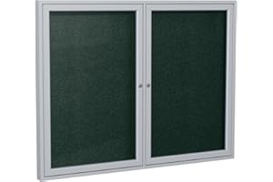 Ghent 36"x60" 2-Door Outdoor Enclosed Vinyl Bulletin Board, Shatter Resistant, with Lock, Satin Aluminum Frame - Ebony (PA23660VX-183), Made in the USA
