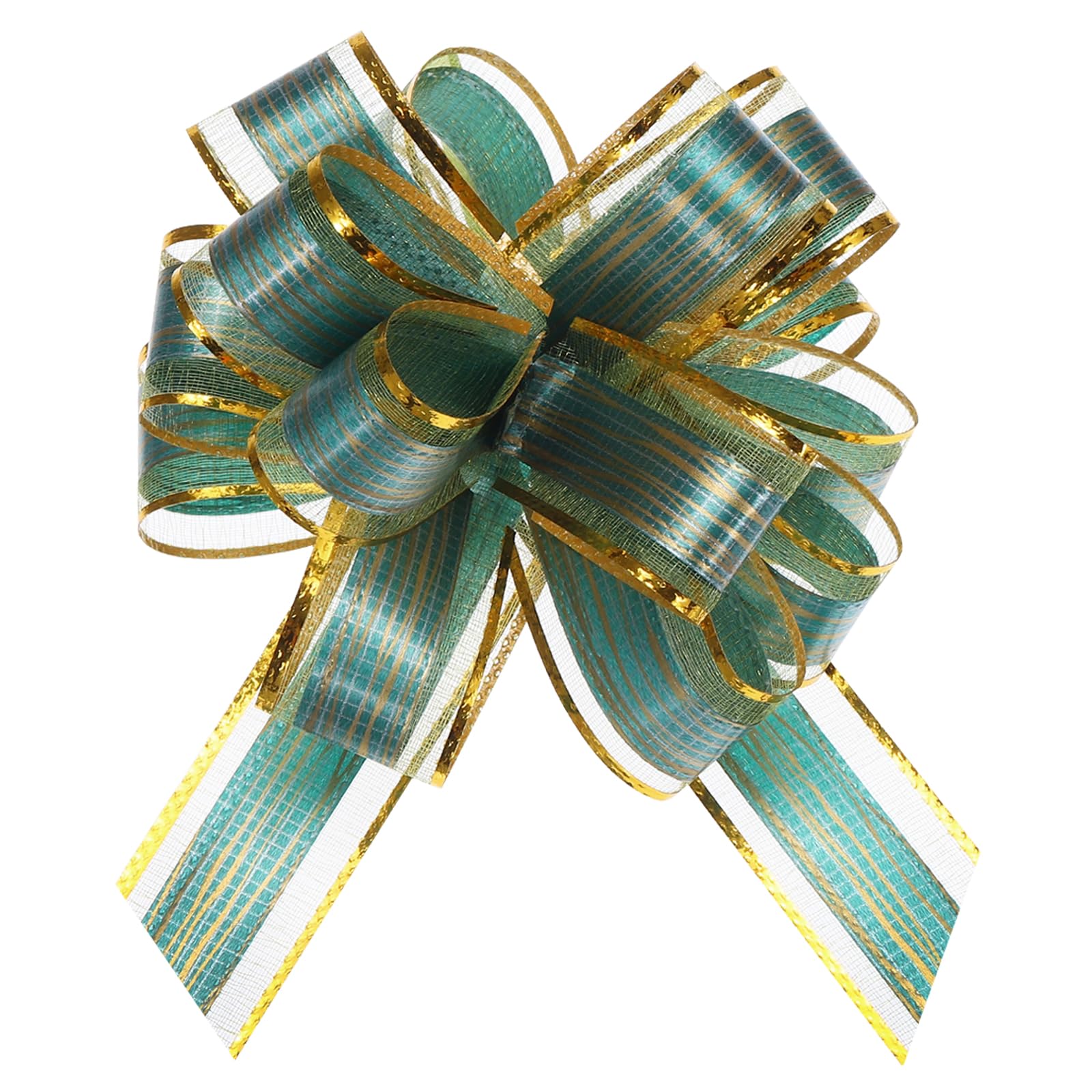 Uxcell 20pcs 6 Inch Large Pull Bow Gift Wrapping Bows Ribbon Organza Green for Wedding Baskets Presents Christmas Party