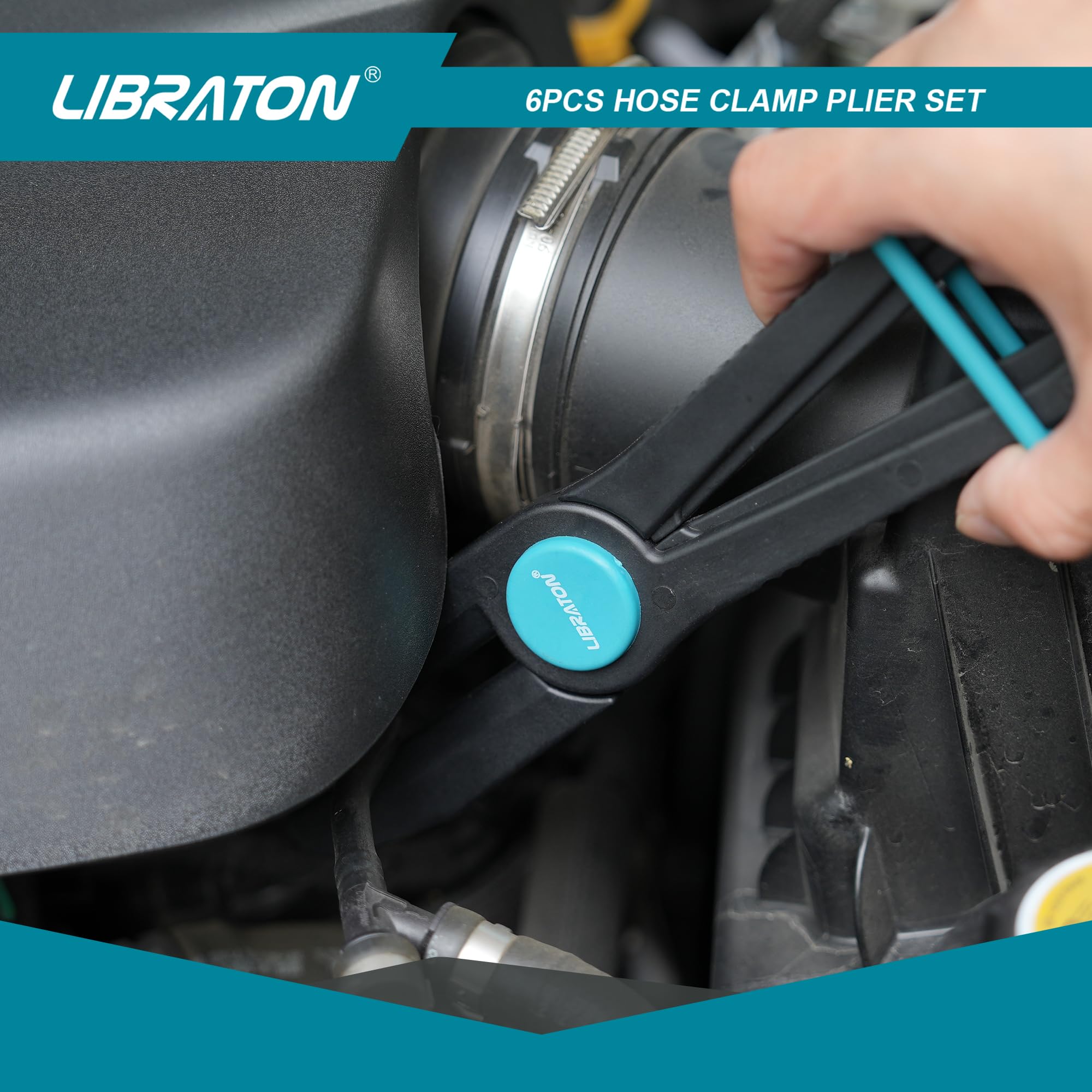 Libraton Schlauchklemmen Zangen Set, Schlauch Abklemmzange, 6tlg Schlauchklemmenzange, Abklemmen Zange Set, Abklemmzange für Kraftstoffschläuche, Kühlschläuchen, Bremsschläuche, Gasleitungen, Radiator 7