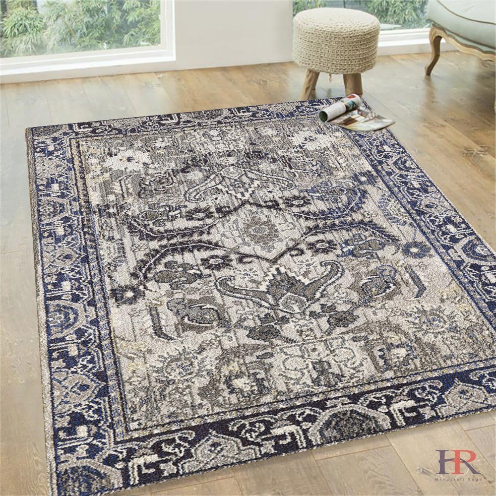 Distressed Rugs Persian Vintage Carpet Faded kashan Area rugsDusk and Gray
