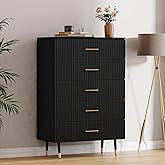 Aquifta Black Dresser for Bedroom, 5 Drawer Dresser with Handle for Hallway, 31.5 x 15.7 x 47.2 Inch
