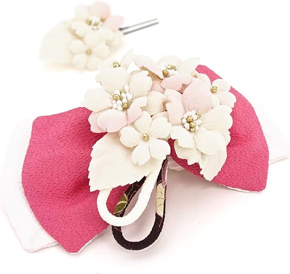 Amazon Co Jp ソウビエン 髪飾り 成人式 卒業式 2点セット 花 桜 リボン 縮緬 パールビーズ 卒業式 袴 浴衣 夏着物 和装 服 ファッション小物