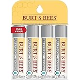 Burt's Bees Lip Balm for Valentine's Day Gifts, Moisturizing Lip Care, 100% Natural Origin, Ultra Conditioning with Shea, Cocoa & Kokum Butter (4 Pack)
