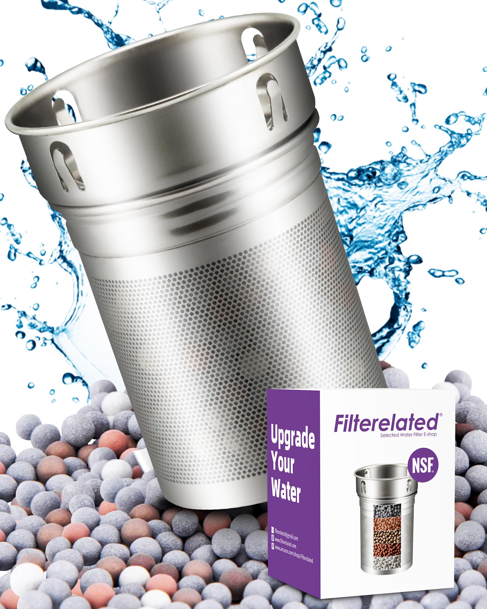 Filterelated Stainless Steel Portable Alkaline Water Filter Special Replacement Filter 9601, 1 piece