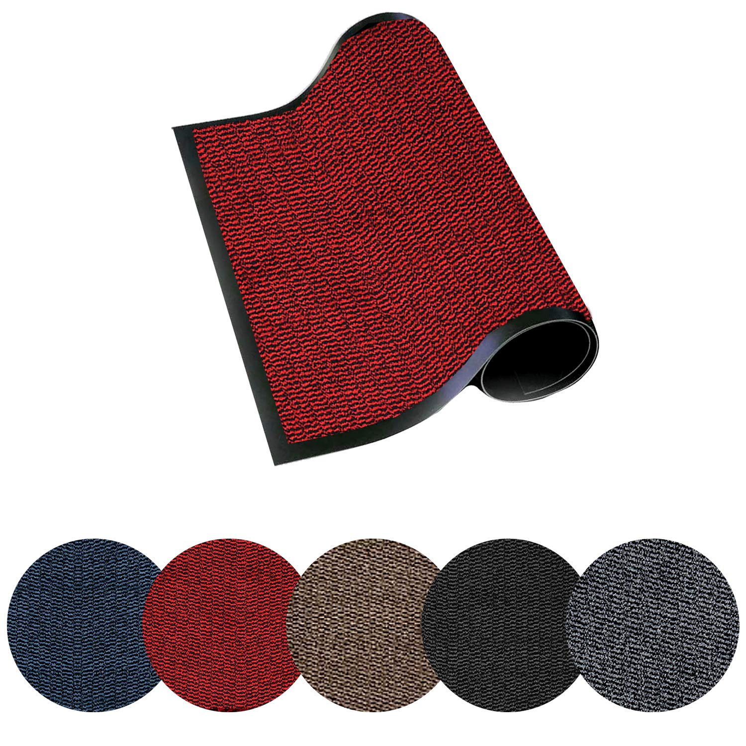 Trendsco - Dirt Trapper Door Mat Indoor & Outdoor - Non Slip Rubber Backing Carpet and Floor Mat for Home, Kitchen & Office - Super Absorbent Washable Rug Mat for Front & Back Door (Red || 50 x 80)