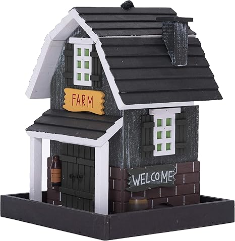 Kingwolfox Amish Platform Bird Feeder Wood Garden Hanging Bird
