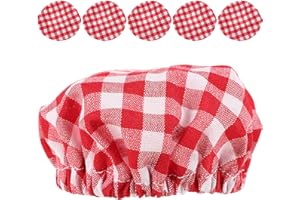 VINTORKY 6pcs Red Elastic Cotton Fermentation Jar Cloth Covers Breathable Dustproof Sourdough Bowl Lids
