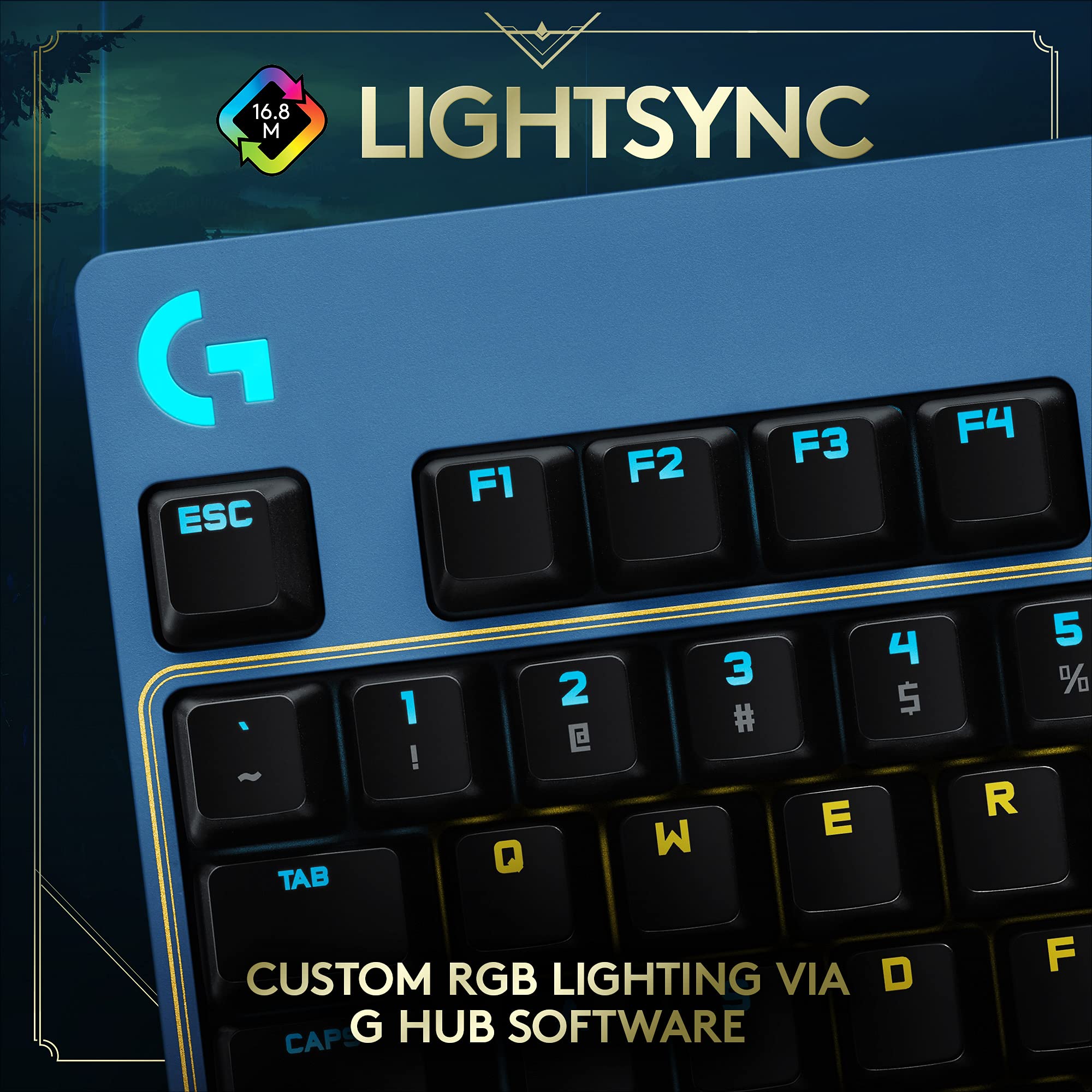 Logitech G PRO Mechanical Gaming Keyboard - Ultra-Portable Tenkeyless Design, Detachable USB Cable, LIGHTSYNC RGB Backlit Keys, Official League of Legends Edition