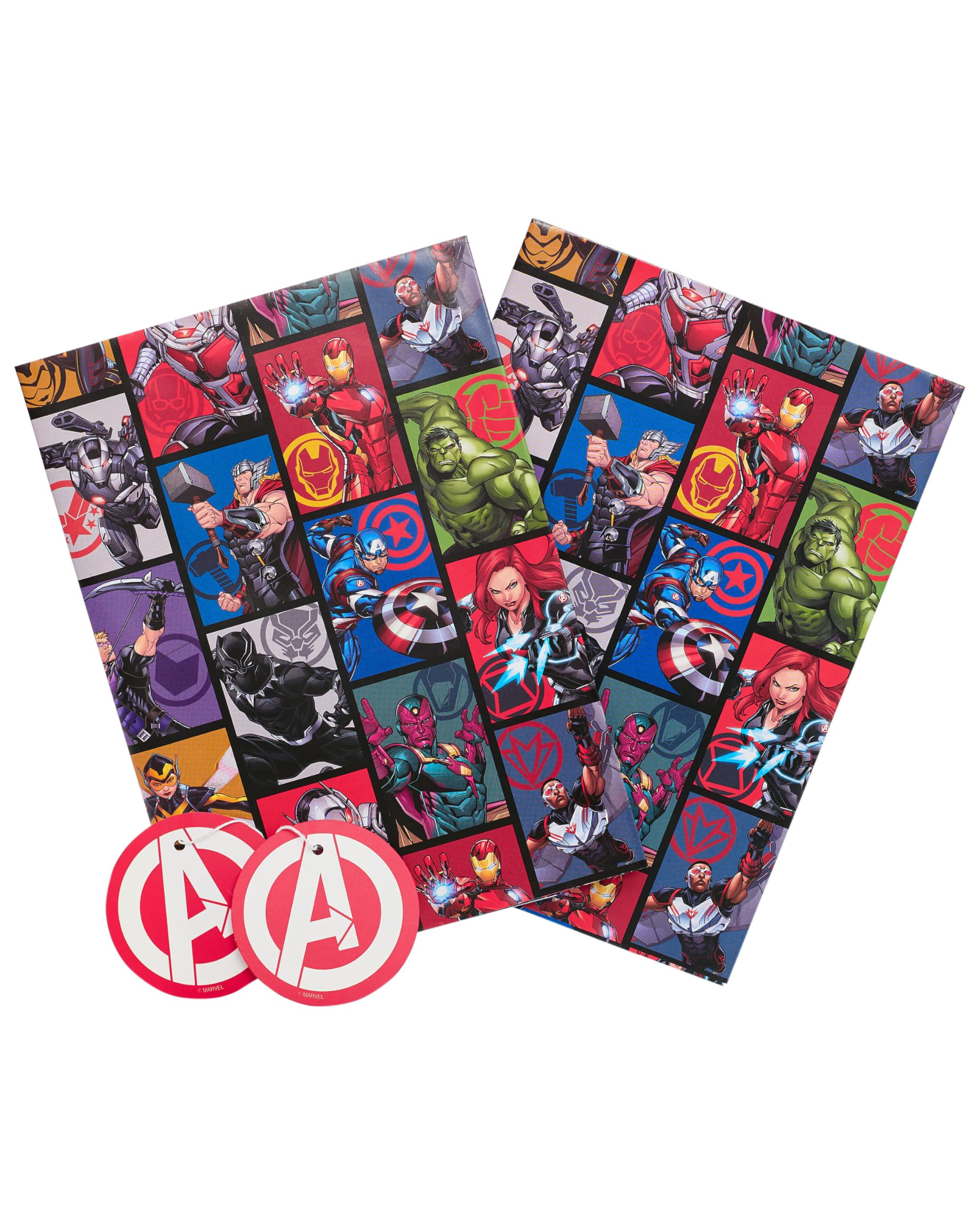 Marvel Superhero Wrapping Paper - The Avengers Blue Sheets for Boys