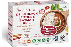 Meal Delight Delhi Black Lentils with Basmati Rice, Indian Ready to Eat Meal with 16g Protein, Vegetarian Microwave Rice Meal