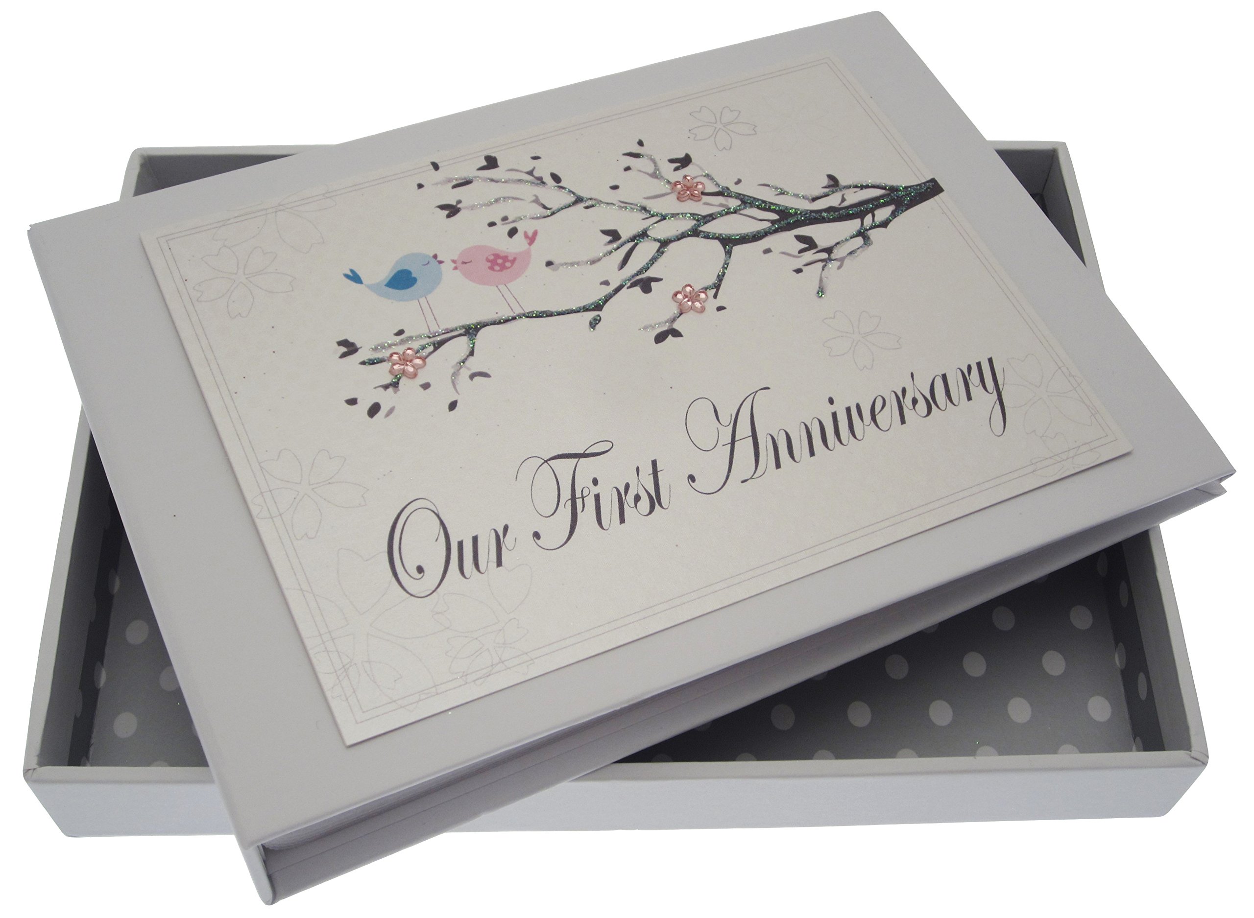 White Cotton Cards 1st Anniversary, Mini Photo Album, Love Birds,Medium