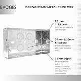 EVOGES Double Metal Back Box 35mm 2 Gang 1.0mm Brass Terminal BS4662 view 3
