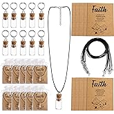 10 Set Mustard Seed Faith Necklace Gift Christian Gifts Includes 0.5ml Tiny Glass Bottles with Cork and Cards, Mustard Seeds Gift Bulk Inspirational Christian Religious Gifts, Not Include Seeds