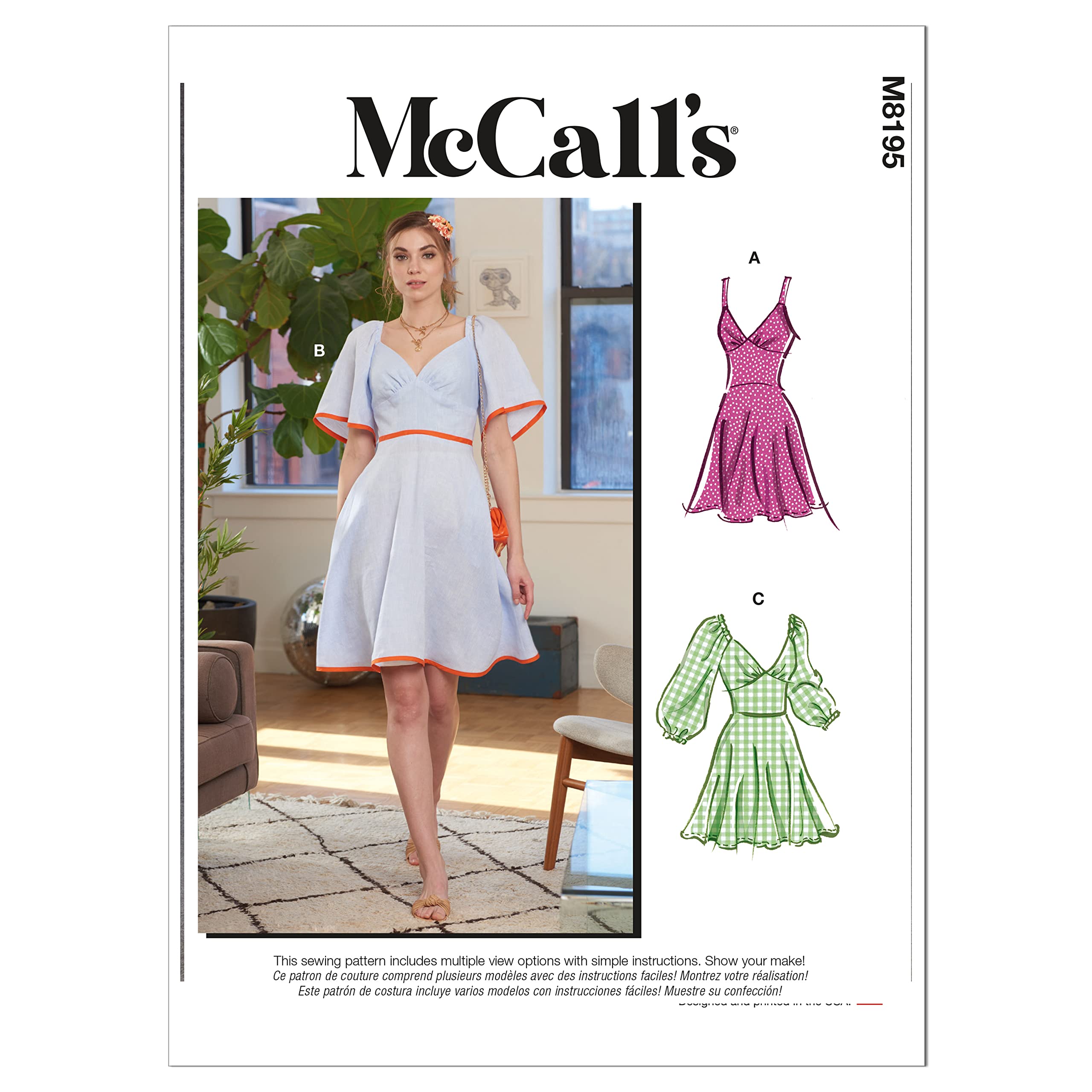 McCalls Sewing Pattern M8195F5 F5 (16-18-20-22-24) Misses' Dresses, Multi Colour