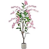 ZSENENT Artificial Jasmine Tree 5ft Beige Flower Pot Fake Trees, Lifelike Artificial Trees with Natural - Looking Blooms, Perfect for Any Space