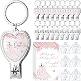 Landical 25 Sets Pink 15th Quinceanera Party Favors Includes Quince Keychain Bottle Opener Nail Clipper Thank You Cards Organza Bags for Guests Sweet 15 Birthday Party Adults Souvenirs