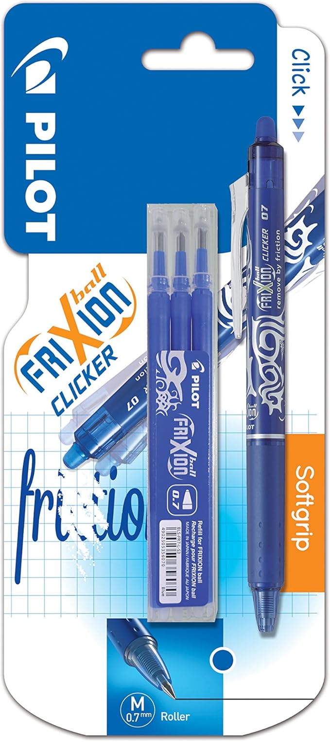 Pilot Frixion Clicker Erasable Retractable Rollerball 0.7 mm Tip Pen