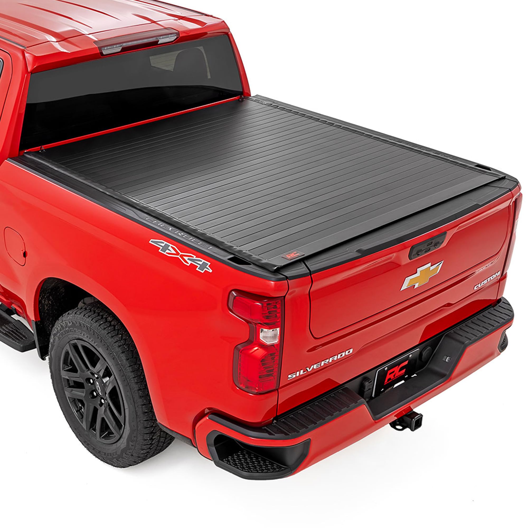 Photo 1 of Rough Country Hard Roll-Up Tonneau Cover for Chevy Silverado & GMC Sierra 1500 (2019-2025) - Aluminum Truck Bed Cover, Fits 5'10 Bed (69.9")