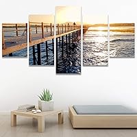SIGNWIN 5 Panel Canvas Wall Art Modern Art Farmhouse/Country Lake Multicolor Nature Photography Relax/Calm for Home Decorations Ready to Hang - 60