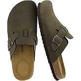 CUSHIONAIRE Haze Mens Clogs | Comfortable Slip-On Clogs for Men with Arch Support and Cork Suede Footbed | Perfect Potato Shoes for Indoor & Outdoor Use