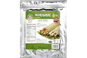 Norigami Egg Wraps with Pea Protein – Chia Seeds. High Protein, Low Carb, Vegetarian. Thin Healthy Wraps -Certified Kosher, Non-GMO, Gluten Free -NOW Featuring 10 Wraps in a bag.