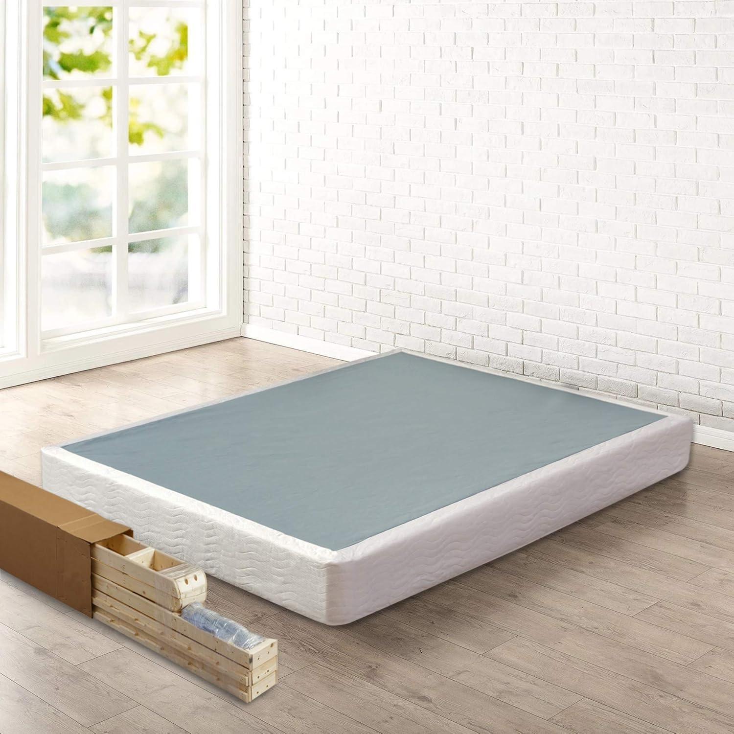 Spring Coil 5-Inch Easy Wood Box Spring With Simple Assembly Queen,Beige: Furniture & Decor