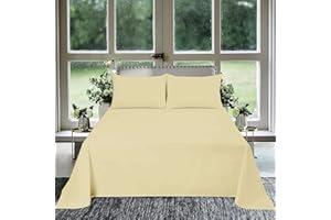 RECCI 1Pcs Flat Sheet Alsakan King (132 x 120) 800 Thread Count 100% Egyptian Cotton Luxury Quality Bedding Flat Sheet Ivory Solid