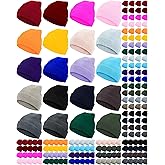 Jecery 180 Pcs Winter Beanie Hats Bulk for Homeless Donation Unisex Warm Thermal Stretch Caps Warm Knitted Cuffed Hats Adult