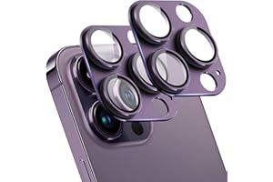 Shang PIN JIA 2 Pack Camera Lens Protector for iPhone 14 Pro/14 Pro Max,[Not Easy to Breakn ] AR Tempered Glass Strong Adsorption Metal Camera Cover Screen-Dark Purple
