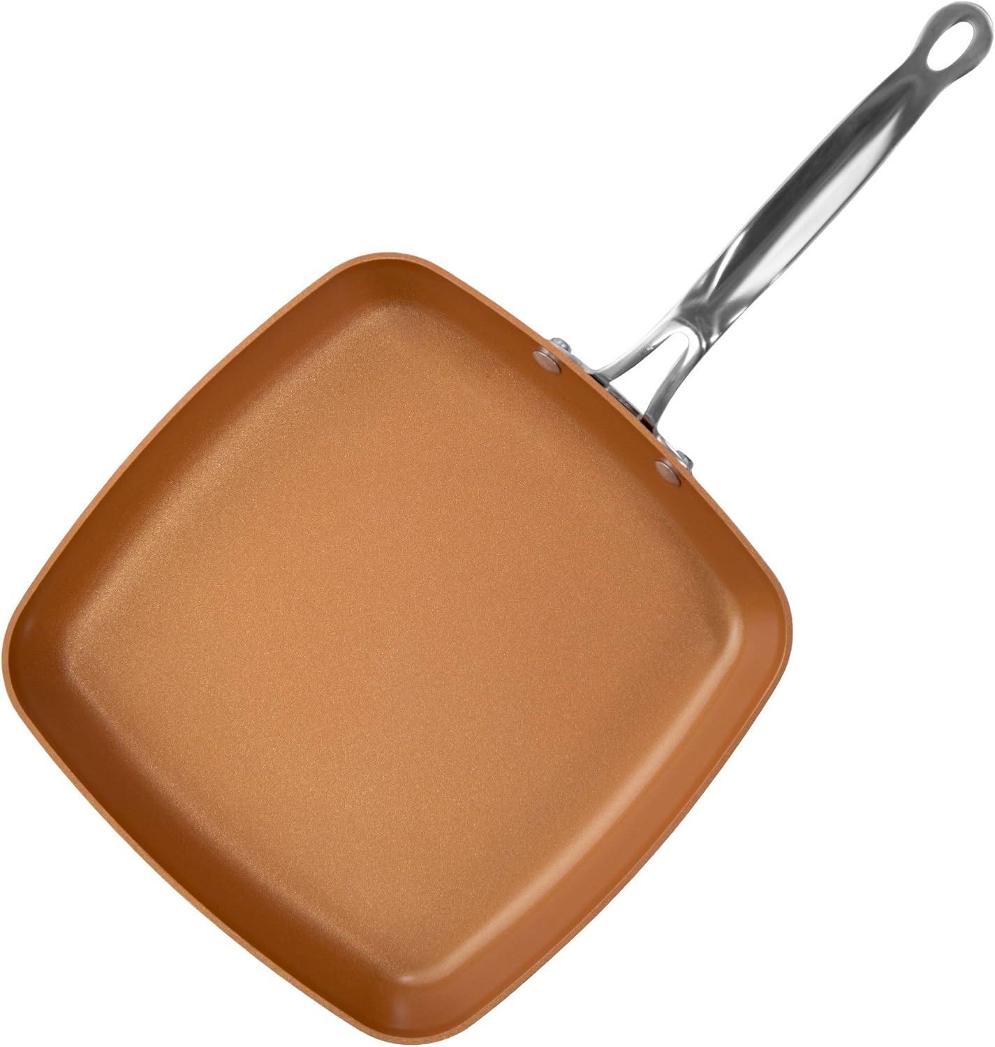 BulbHead Red Copper 9.5-Inch Square Dance Pan: Kitchen & Dining