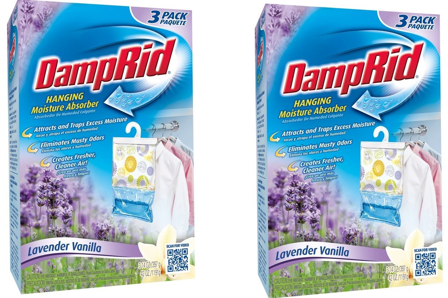 DampRid FG83LV Hanging Moisture Absorber Lavender Vanilla BzAeeM, 2Pack (3 Pack, Lavendar)