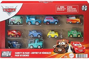 Mattel Disney Pixar Cars Mini Racers 10-Pack, Collectible Set with 10 Toy Vehicles, Fan-Favorite Characters