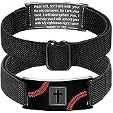 HSWYFCJY Baseball Bible Verses Cross Bracelet for Boys Men Coach Team Kids Player Adjustable Strap Christian Religious Bracelets Baseball Baptism Jewelry Gifts for Him Valentines Day Birthday