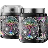 Qistof Spice Grinder, One-Touch Fast Grinder with Stainless Steel Blades, Cute Grinder with Unique Pattern Design, Electric Grinder for Spices, 5.1" (Black)