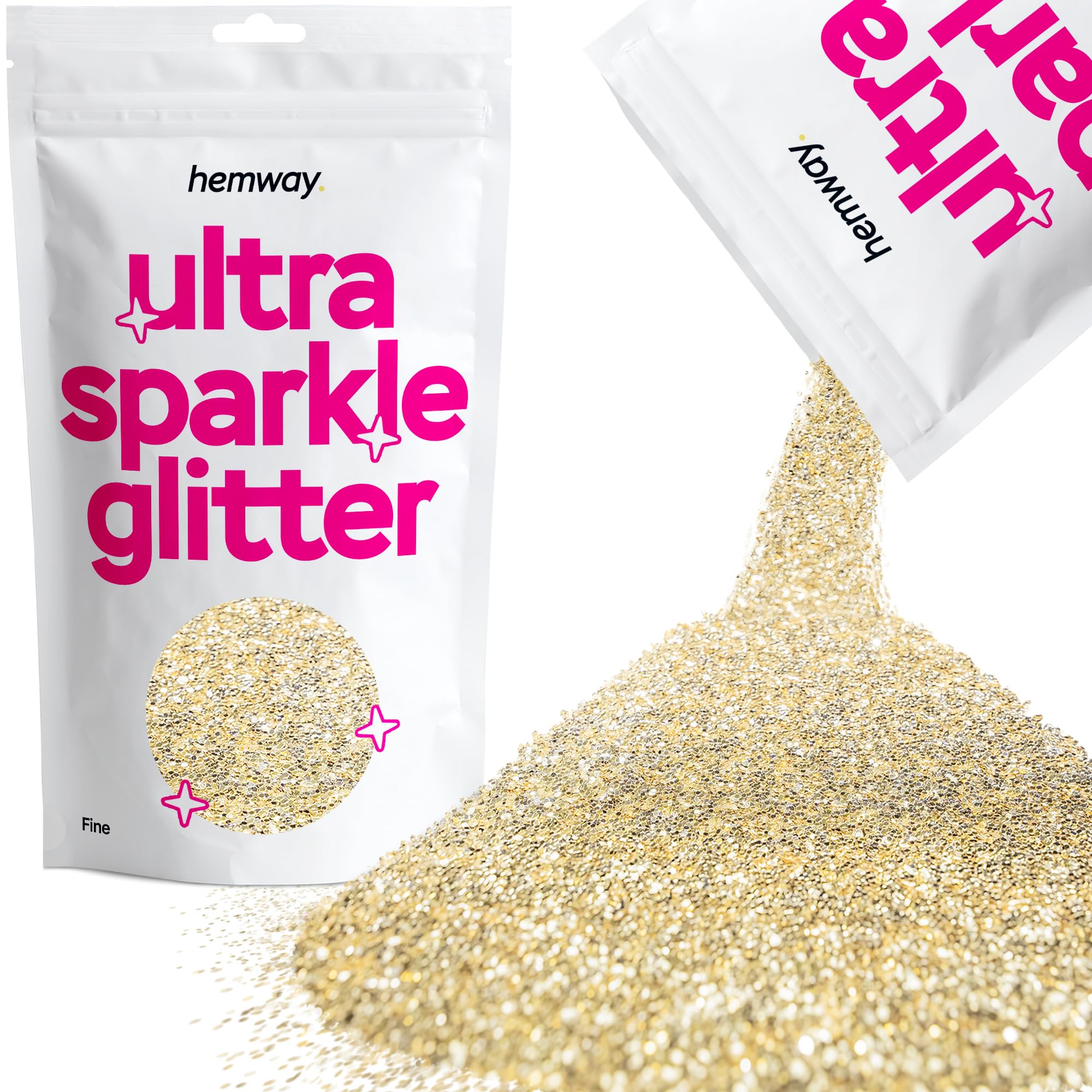 Hemway Ultra Sparkle Glitter Champagne Gold 100g Fine | Glitter for Arts & Craft, Makeup, Nail Art, Crafting, Card Making, Sparkle Decoration