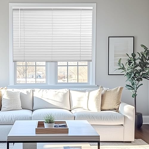 CHICOLOGY Mini Blinds for Indoor Windows – 29"W x 84"H, White Horizontal Vinyl Blinds | Cordless | Easy to Install | Sleek Low-Profile Fit for Doors, Offices, Kitchens & Apartments