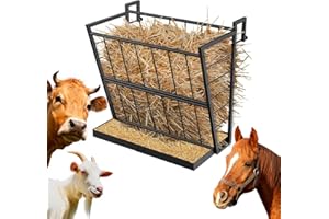 NANANARDOSO Wall Mount Hay Feeder, 2 in 1 Long Livestock Hay and Grain Rack, Easy Install Hay Rack for Goats, Sheep, Horses Hanging Indoor/Outdoor