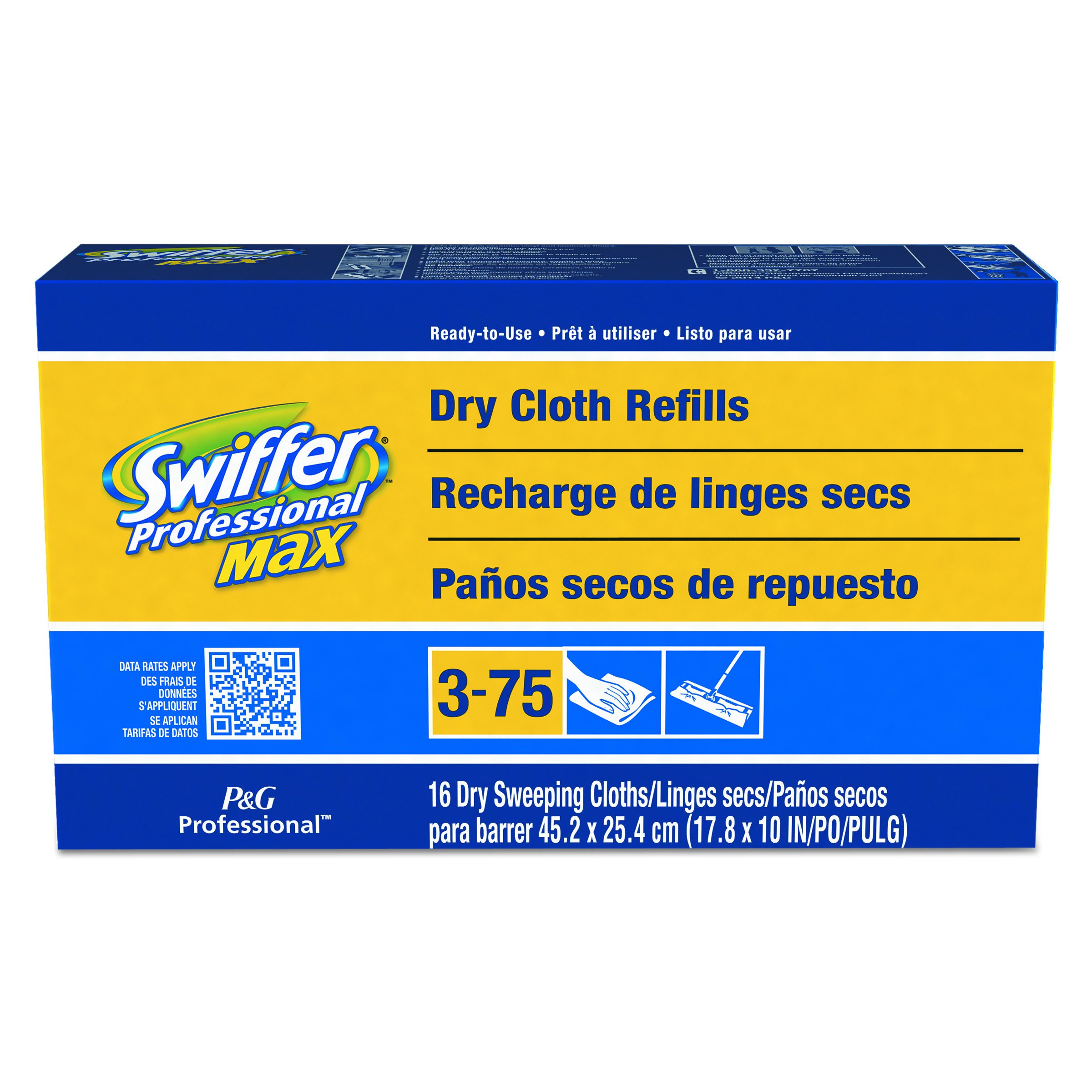 Swiffer Professional Max Dry Refill Cloths, 17.8 x 10, 16 Cloths Per