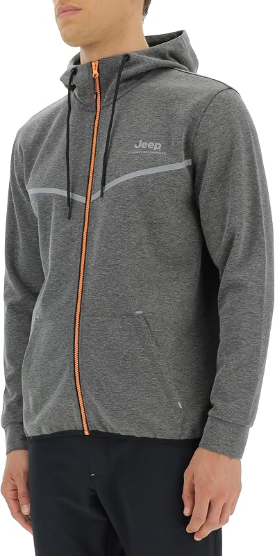 O102620-G419 XP MAN HOODED TECH SWEAT JACKET W/Kangaroo Pocket JX22A Dark Grey Mel/Black S