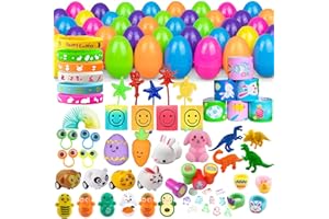GQYAYQG 50Pc Pre-Filled Easter Eggs Toys with Novelty Toys Easter Eggs Filled Gifts for Easter Eggs Hunt,Easter Basket Stuffers,Easter Party Favors, Surprise egg, Classroom Prize Supplies.