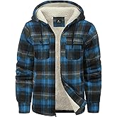 SCODI Men's Flannel Shirt Jacket Fleece Sherpa Lined Plaid Jackets Coat Full Zip Up Hoodie Winter Outwear
